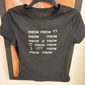 Black Cat 'Meow' Graphic Tee for Cats Lovers